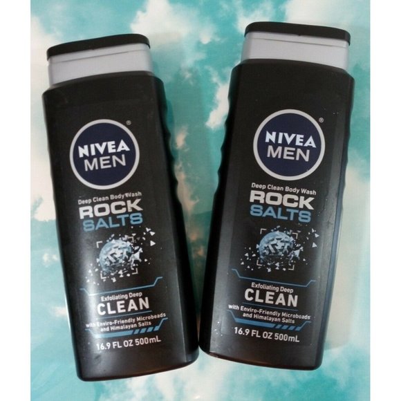 2 Bottles Nivea For Men Deep Clean Body Wash Rock - Picture 1 of 2